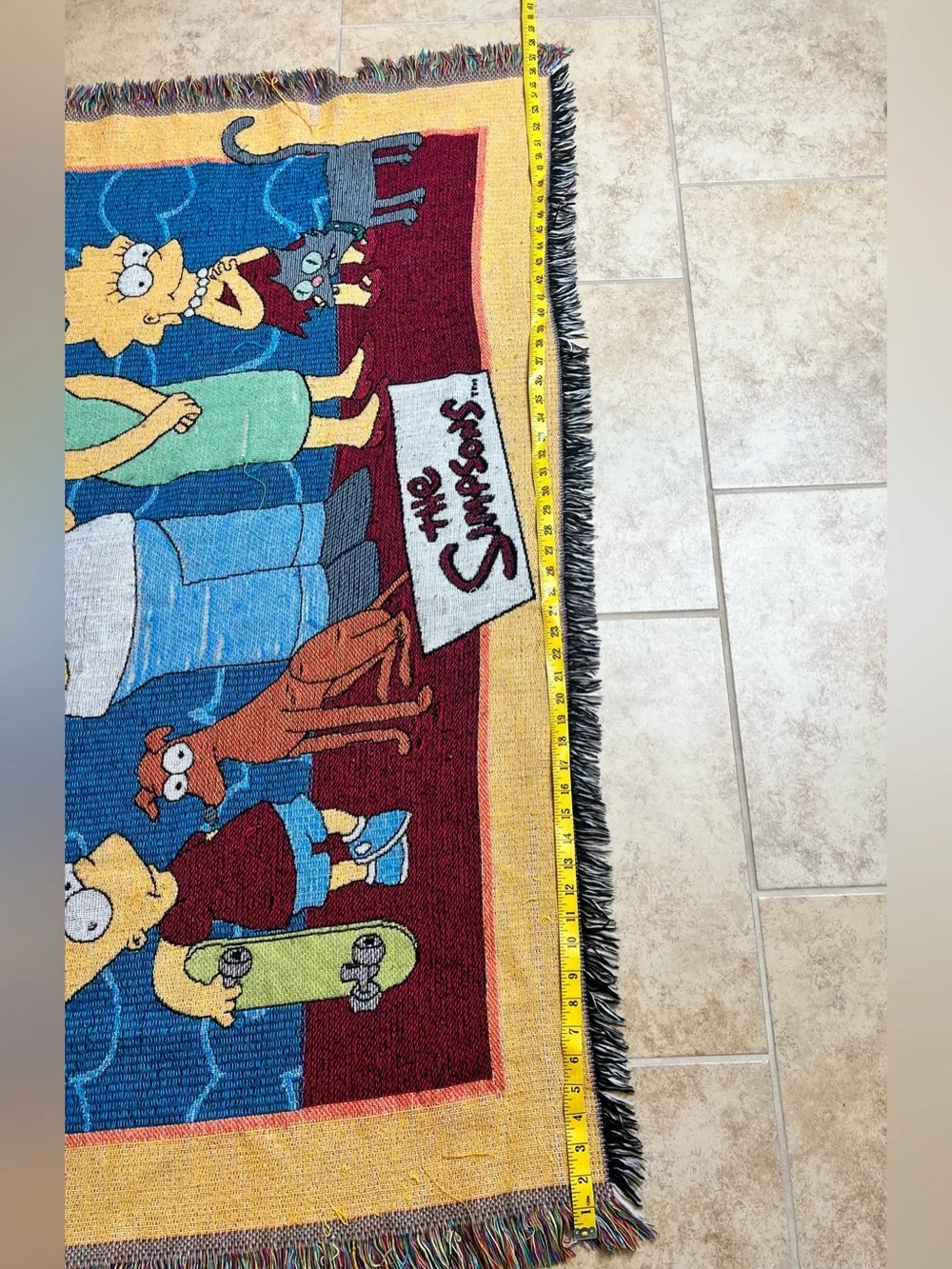Vintage 90s The Simpsons Woven Throw Blanket Tapestry Couch Afghan 58x46 by Bart - Picture 9 of 12
